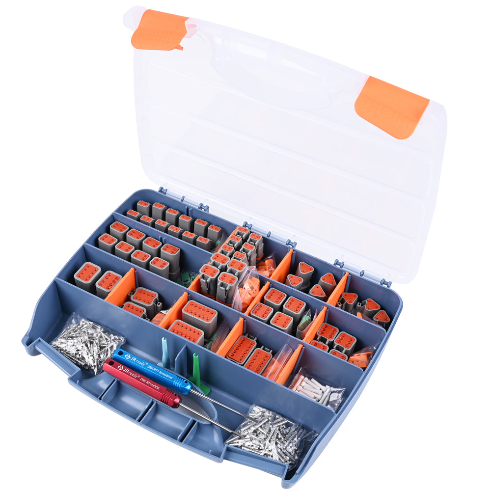 JRready ST6311 DT Deutsch Connector Kit, 416 PCS 2-12Pin Connector with Stamped Contacts Size 16 & DT Connector Removal Tool