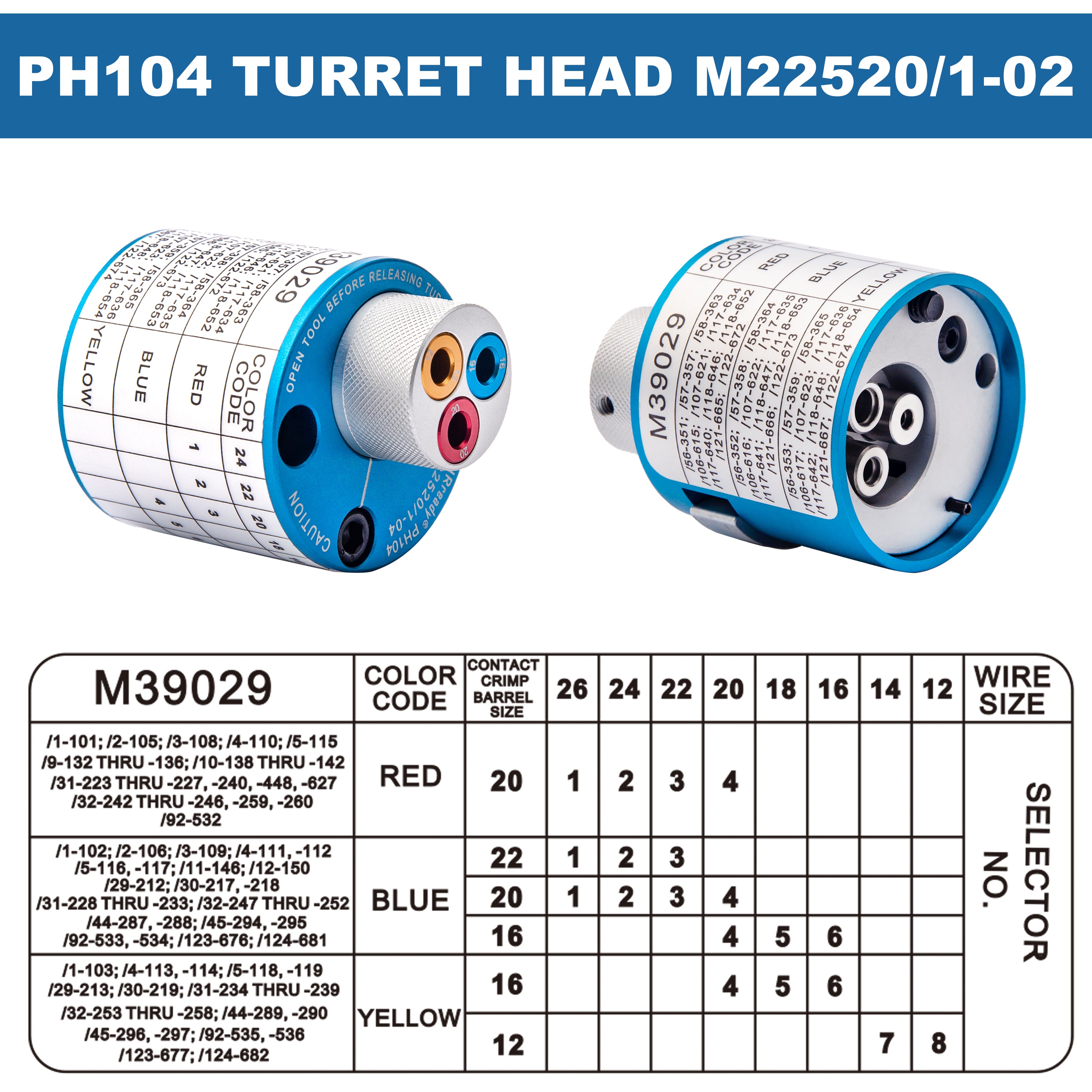 JRready PH104 M22520/1-04 Turret Head For M38999 Series MIL Pin/Socket –  JRDTOOLS