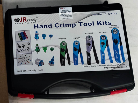 JRready ST1024-AS1 Crimp Tool Kit: NEW-AS1 (SMALL M22520/1-01) Crimp Tool 12-26 AWG & M22520/1-02 M22520/1-04 Turret Head & M22520/1-05 Positioner & G125 Gage