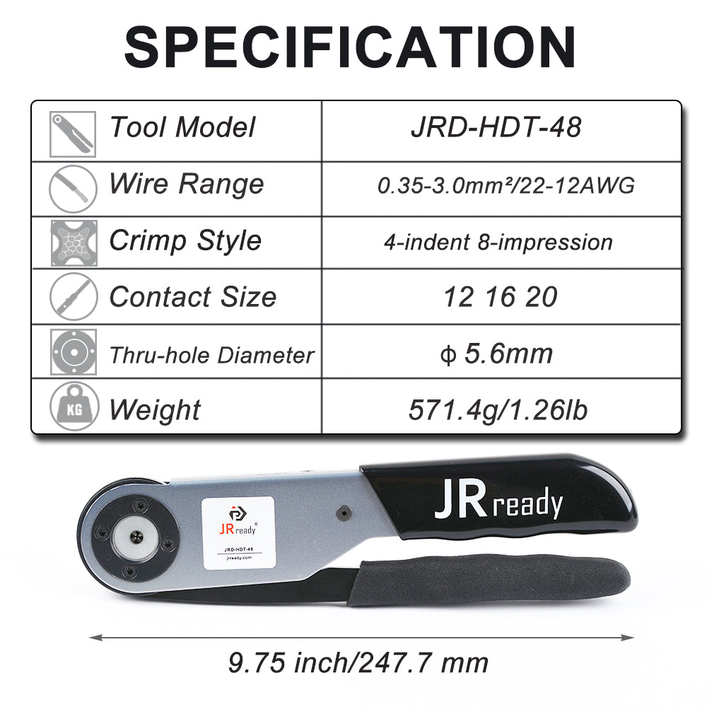 JRready JRD-HDT-48 HDT-48-00 Crimp Tool, get ST6151 Gold-plated 16