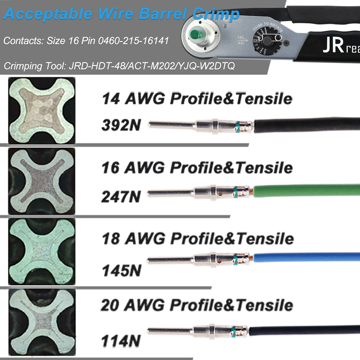 JRready ST6144 333PCS DT Connector Kit(Deutsch Connectors Kit) 2 3 4 6 Pin  Connectors & 16# Solid Contacts Terminals & JRD-HDT-48 Crimper（DEUTSCH