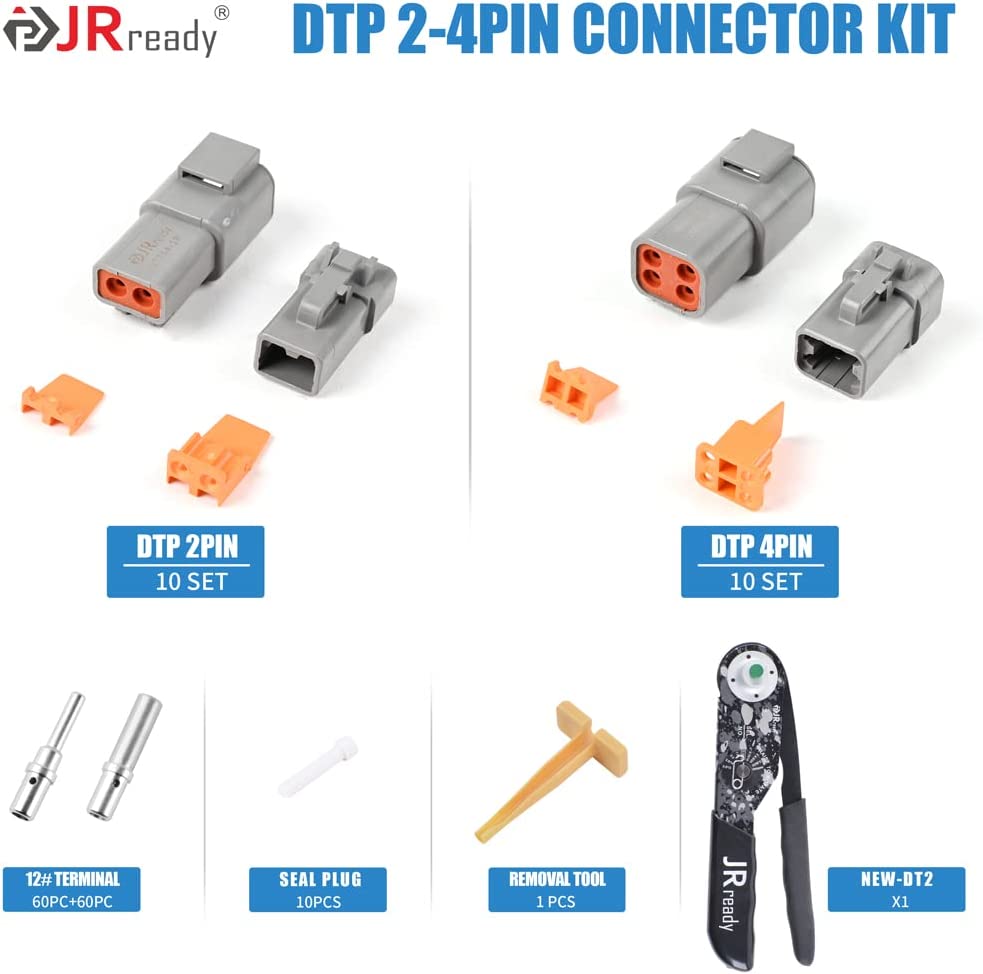 JRready ST6336 202pcs Deutsch DTP Connector Kit: 2 Pin 4 Pin IP67