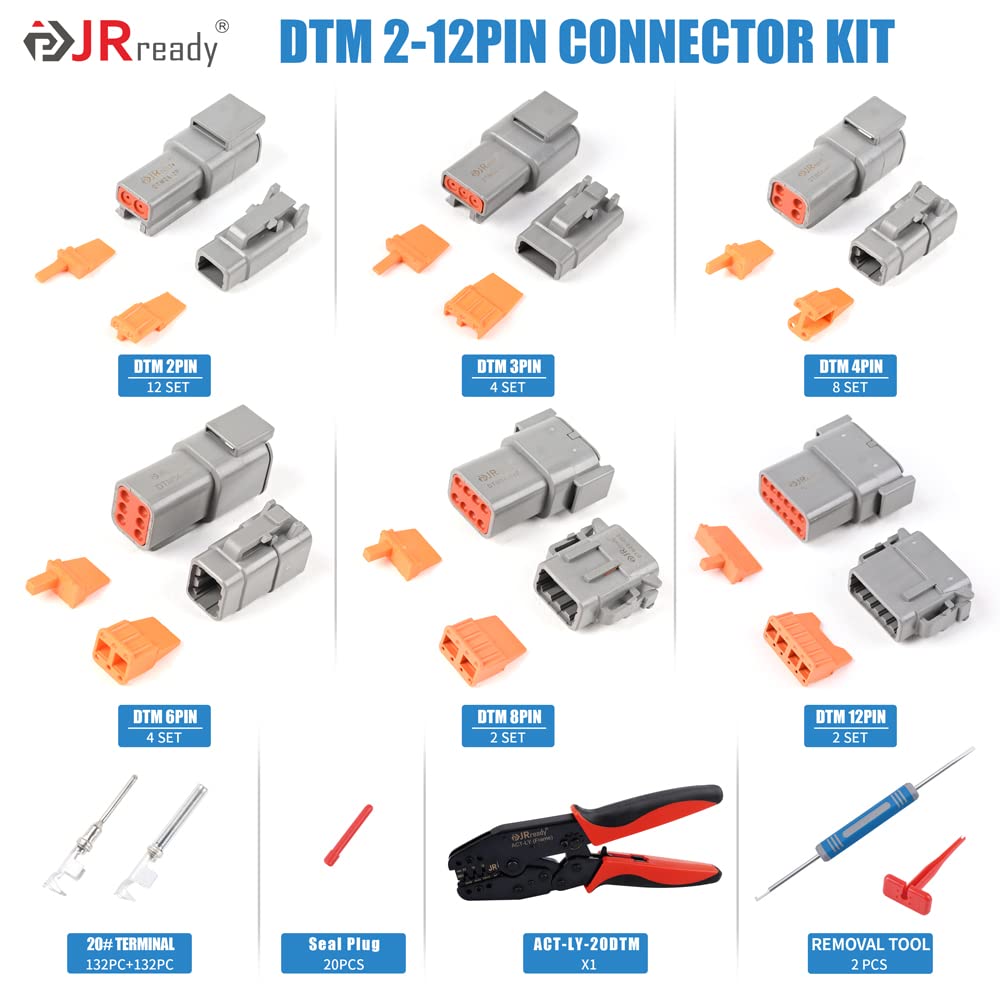 JRready ST6331-20DT 415 PCS Deutsch DTM Connector Kit 2 3 4 6 8 12